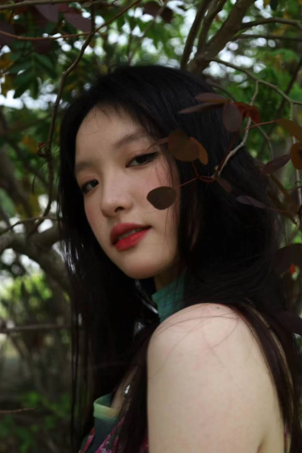 枝叶间的人像回眸